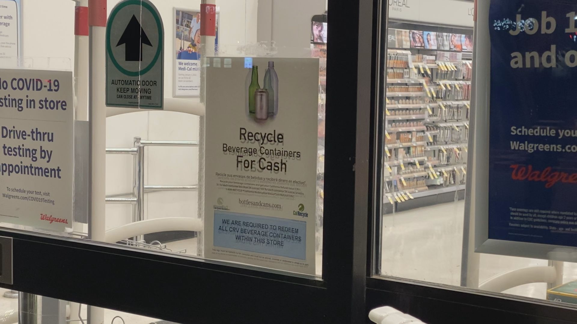 Recycling cans at Walgreens
